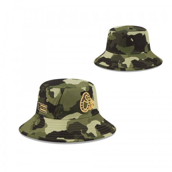 Men's Baltimore Orioles New Era Camo 2022 Armed Forces Day Bucket Hat