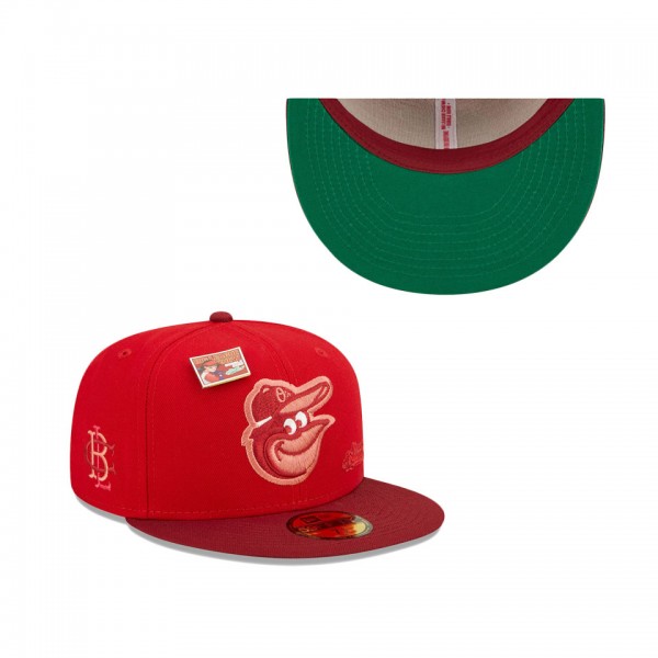 Men's Baltimore Orioles New Era Scarlet Cardinal MLB X Big League Chew Slammin' Strawberry Flavor Pack 59FIFTY Fitted Hat