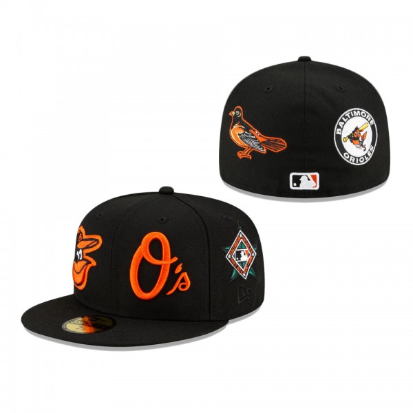 Baltimore Orioles Patch Pride Fitted Cap Black