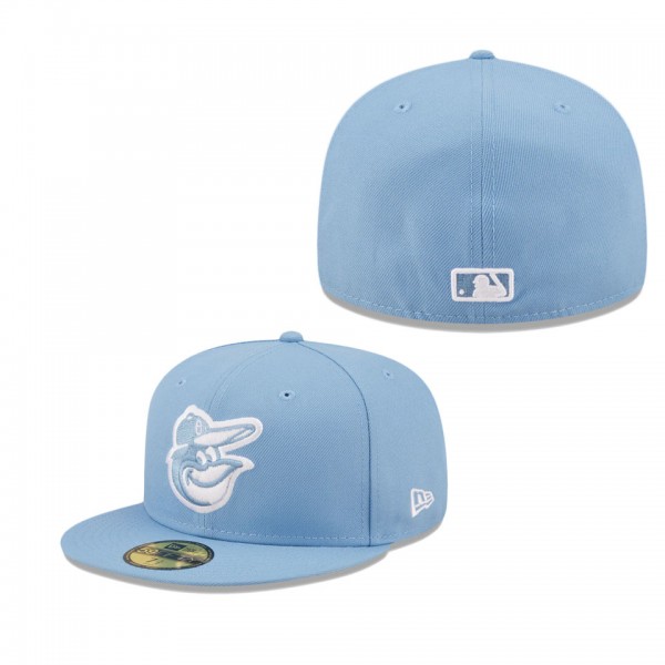 Baltimore Orioles Sky Blue Logo White Fitted Hat