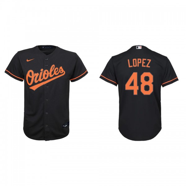 Jorge Lopez Youth Baltimore Orioles Black Alternate Replica Jersey