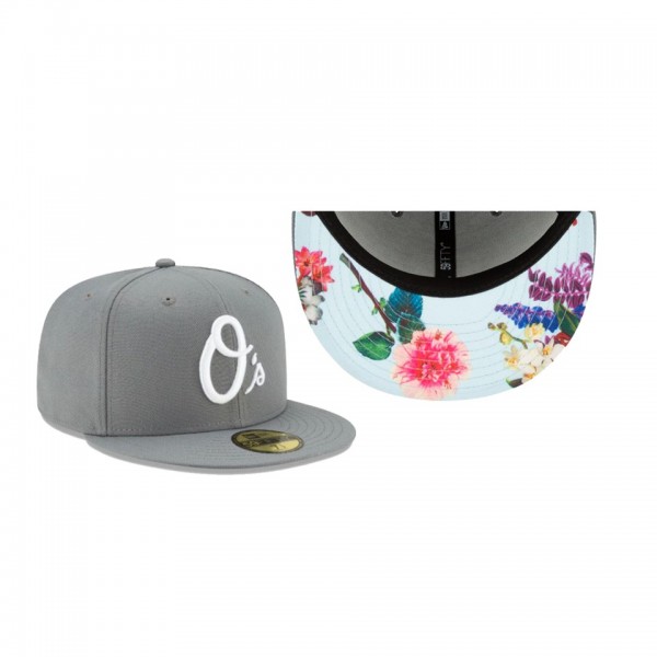 Men's Baltimore Orioles Floral Undervisor Gray 59FIFTY Fitted Hat