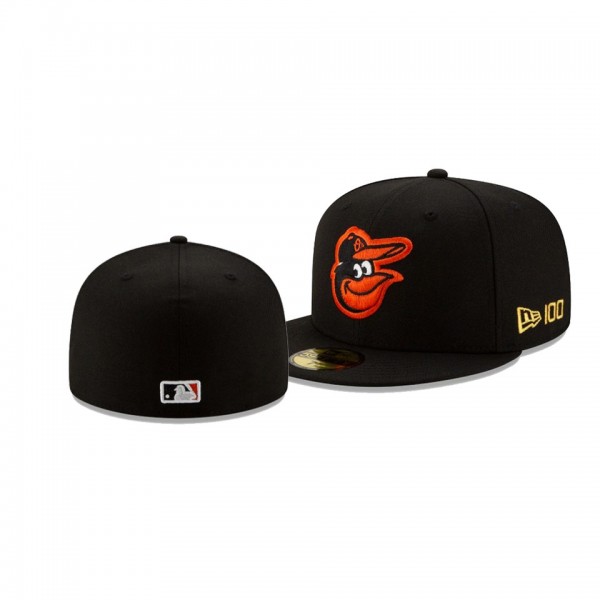 Men's Baltimore Orioles New Era 100th Anniversary Black Team Color 59FIFTY Fitted Hat