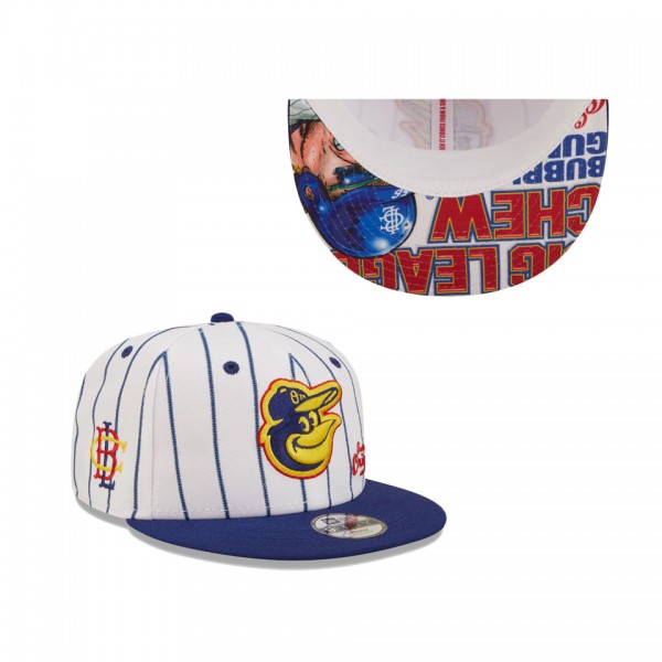Youth Baltimore Orioles New Era White Navy MLB X Big League Chew Original 9FIFTY Snapback Adjustable Hat
