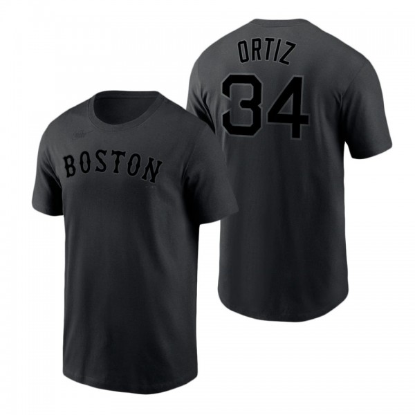 Men's Boston Red Sox David Ortiz Black Name & Number T-Shirt