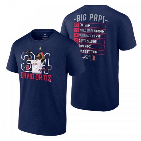 Men's Boston Red Sox David Ortiz Fanatics Branded Navy Hall Of Fame Resume Graphic T-Shirt