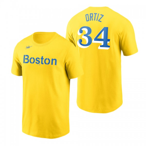 Men's Boston Red Sox David Ortiz Gold Name & Number T-Shirt