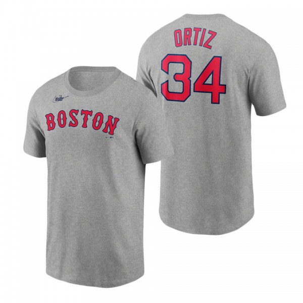 Men's Boston Red Sox David Ortiz Gray Name & Number T-Shirt