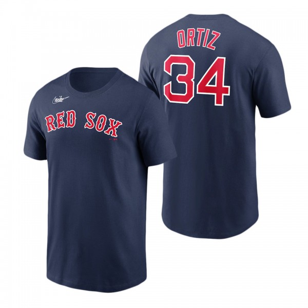 Men's Boston Red Sox David Ortiz Navy Name & Number Logo T-Shirt