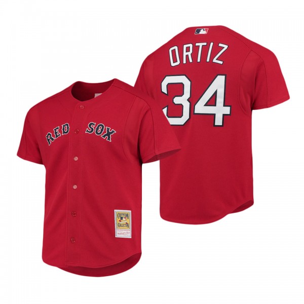 Men's Boston Red Sox David Ortiz Mitchell & Ness Red Cooperstown Collection Mesh Batting Practice Jersey