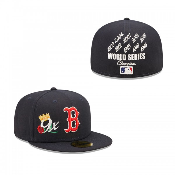 Boston Red Sox Navy 9x World Series Champions Crown 59FIFTY Fitted Hat