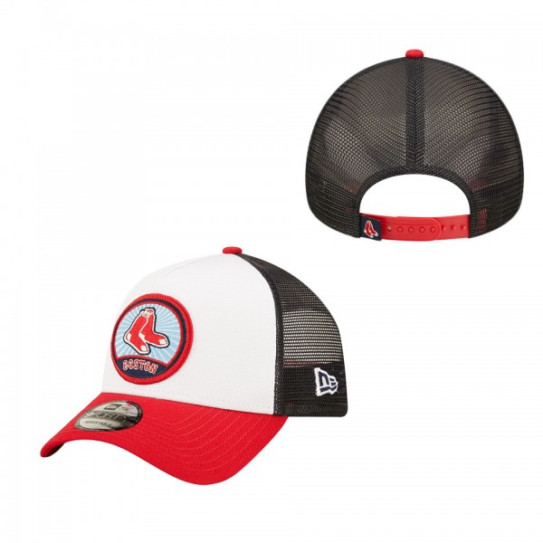 Men's Boston Red Sox White Red Fresh A-Frame 9FORTY Trucker Snapback Hat