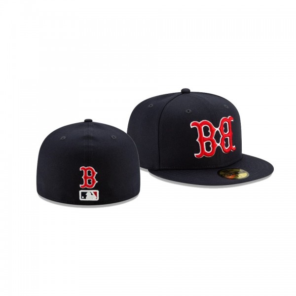 Men's Red Sox Team Disturbance Mirrored Navy 59FIFTY Fitted New Era Hat