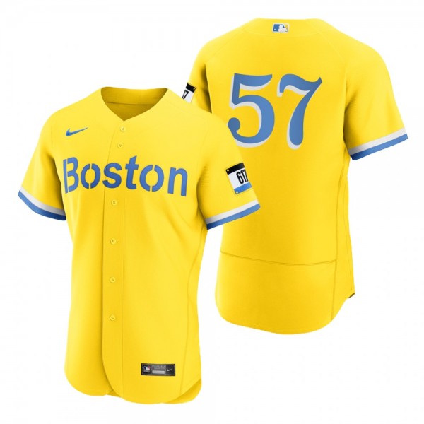 Men's Boston Red Sox Hansel Robles Gold Light Blue City Connect Authentic Jersey