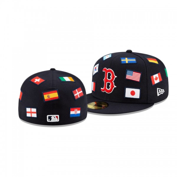 Boston Red Sox All Over Flag Navy 59FIFTY Fitted Hat