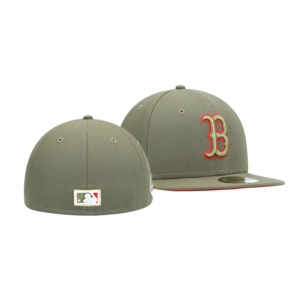 Boston Red Sox 2007 World Series Olive Scarlet Undervisor 59FIFTY Hat