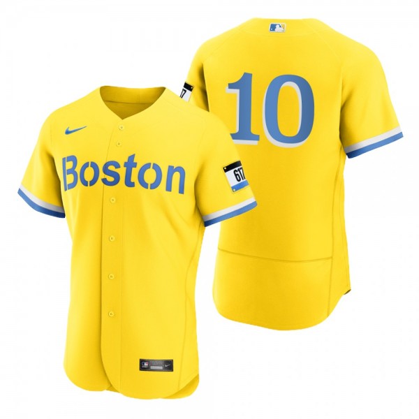 Men's Boston Red Sox Scott Hatteberg Gold Light Blue 2021 City Connect Authentic Jersey