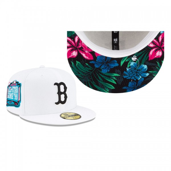 Boston Red Sox Floral Under Visor White 59FIFTY Fitted Hat