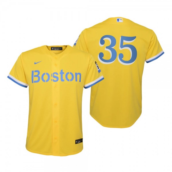 Youth Boston Red Sox Christin Stewart Nike Gold Light Blue City Connect Replica Jersey