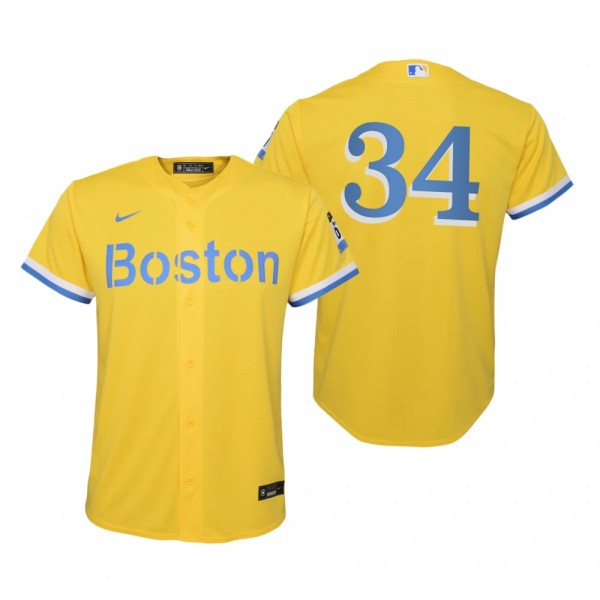 Youth Boston Red Sox David Ortiz Nike Gold Light Blue 2021 City Connect Replica Jersey