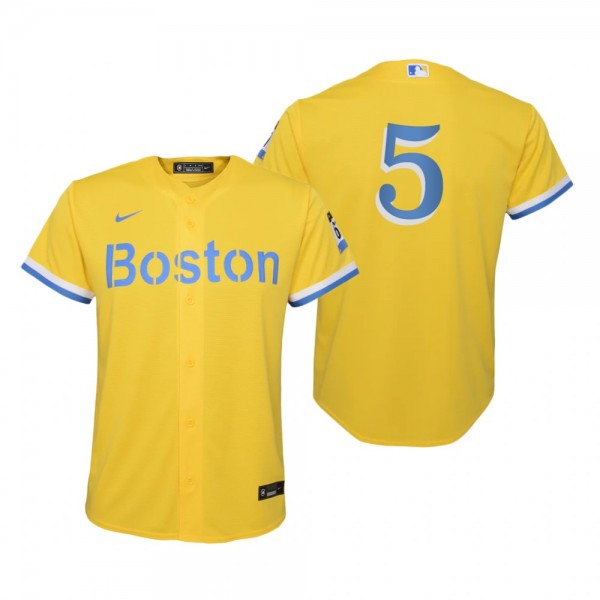 Youth Boston Red Sox Enrique Hernandez Nike Gold Light Blue 2021 City Connect Replica Jersey