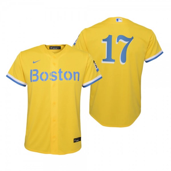 Youth Boston Red Sox Nathan Eovaldi Nike Gold Light Blue 2021 City Connect Replica Jersey