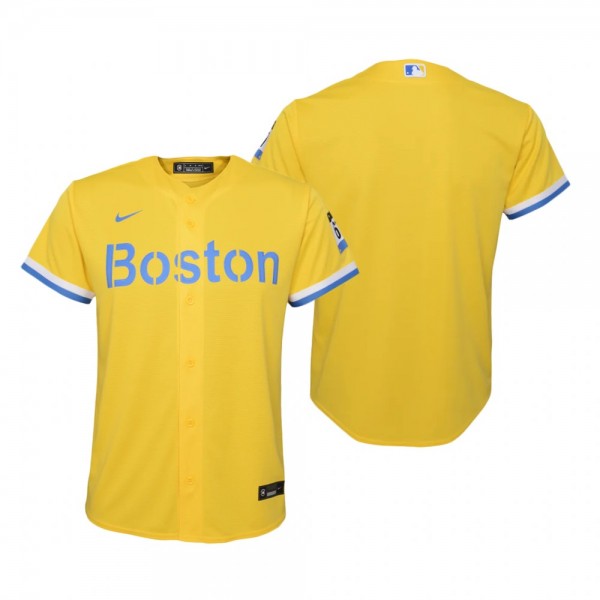 Youth Boston Red Sox Nike Gold Light Blue 2021 City Connect Replica Jersey