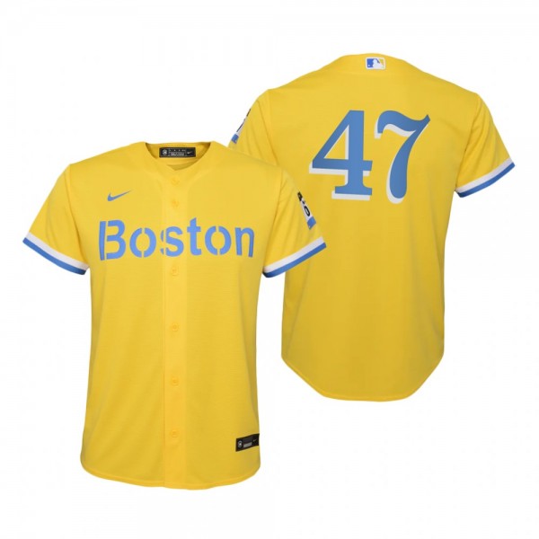 Youth Boston Red Sox Yolmer Sanchez Nike Gold Light Blue City Connect Replica Jersey