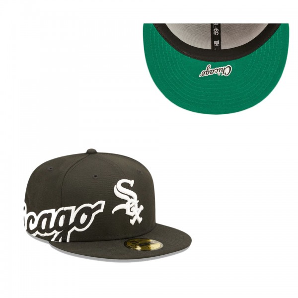 Chicago White Sox Black Sidesplit 59FIFTY Fitted Hat