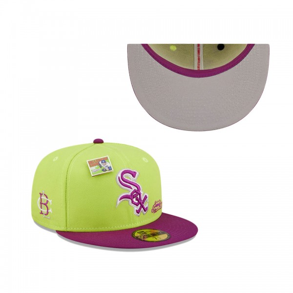 Men's Chicago White Sox New Era Green Purple MLB X Big League Chew Swingin' Sour Apple Flavor Pack 59FIFTY Fitted Hat