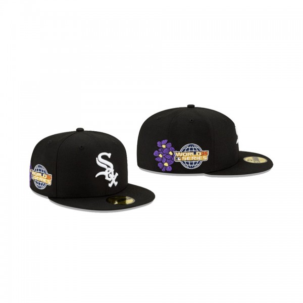 Men's Chicago White Sox State Flower Black 59FIFTY Fitted Hat