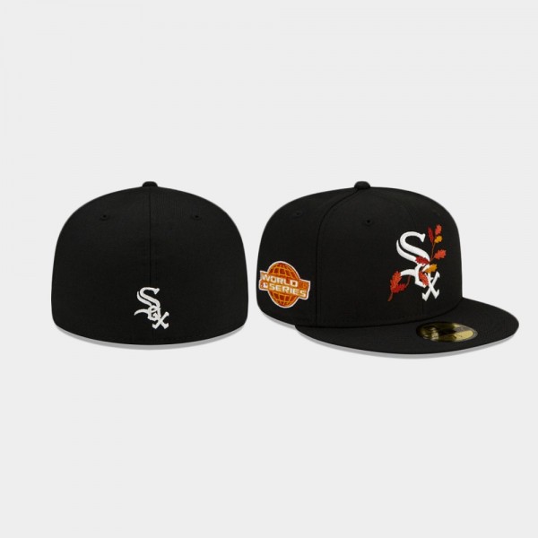 Chicago White Sox Leafy Front Black 59FIFTY Fitted Hat