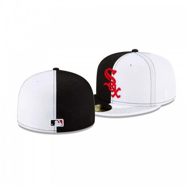 Men's Chicago White Sox New Era 100th Anniversary White Black Split Crown 59FIFTY Fitted Hat