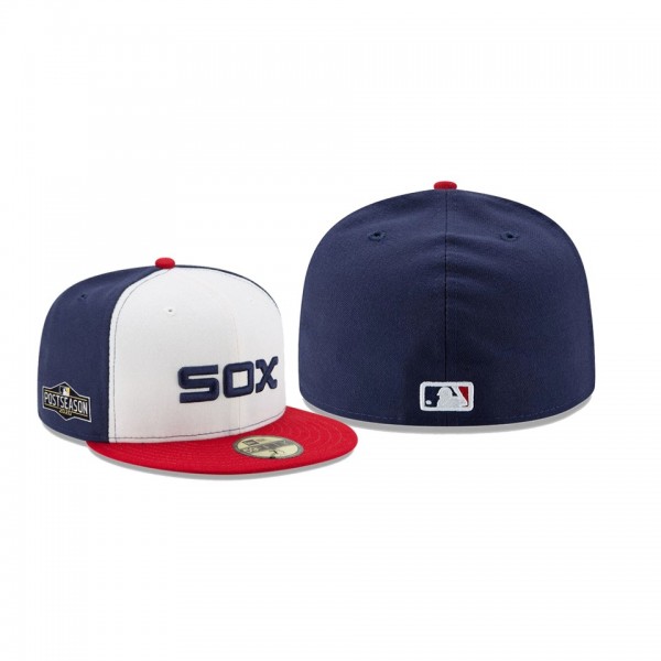 Men's Chicago White Sox 2020 Postseason White Red Side Patch 59FIFTY Fitted Hat