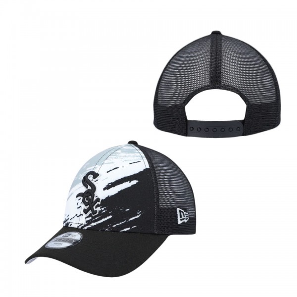 Youth Chicago White Sox Black Marble 9FORTY Trucker Snapback Hat