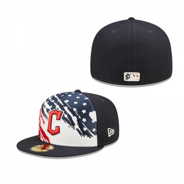 Cleveland Guardians Navy 2022 4th Of July Stars Stripes On-Field 59FIFTY Fitted Hat