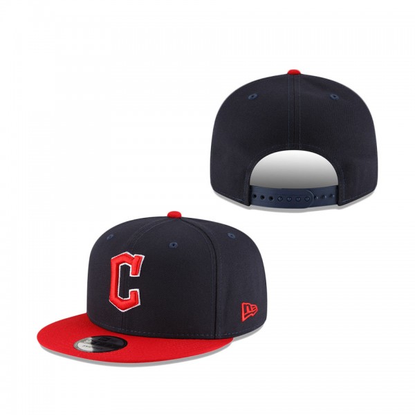 Men's Cleveland Guardians New Era Navy Red Team Color 9FIFTY Snapback Adjustable Hat