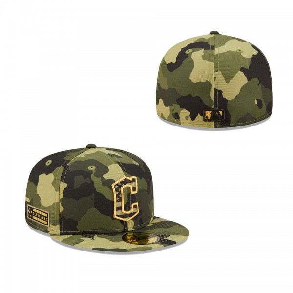Men's Cleveland Guardians New Era Camo 2022 Armed Forces Day On-Field 59FIFTY Fitted Hat
