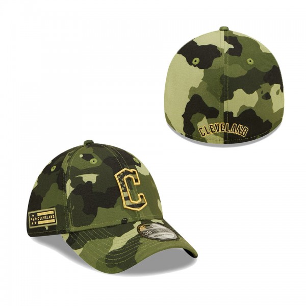 Men's Cleveland Guardians New Era Camo 2022 Armed Forces Day 39THIRTY Flex Hat