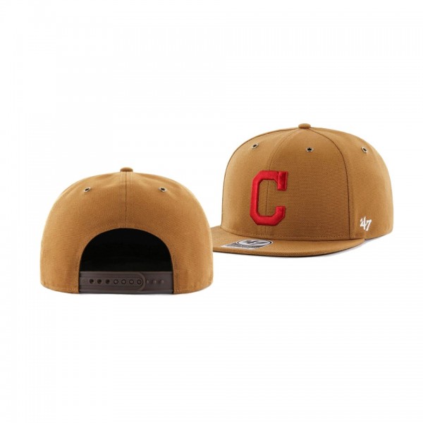 Men's Cleveland Indians Carhartt X 47 Brand Khaki Captain Hat