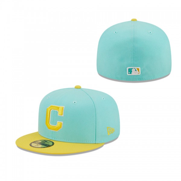 Men's Cleveland Indians New Era Turquoise Yellow Spring Color Pack Two-Tone 59FIFTY Fitted Hat