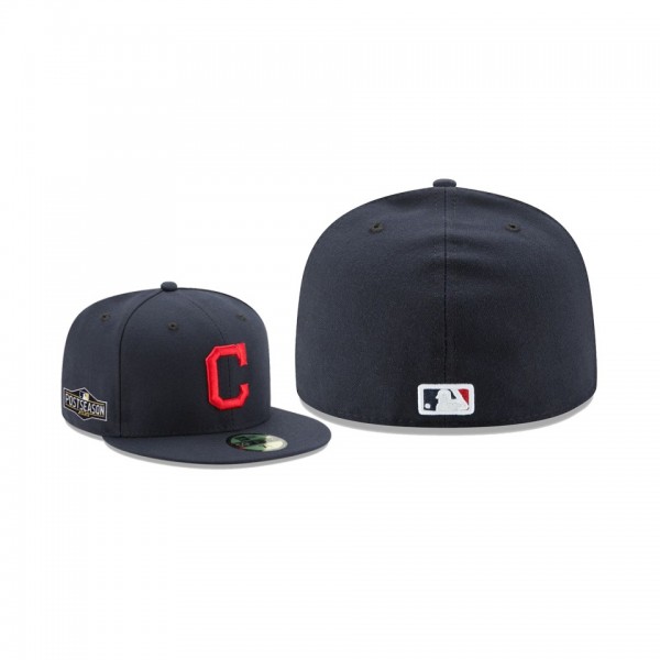 Men's Cleveland Indians 2020 Postseason Navy Side Patch Road 59FIFTY Fitted Hat