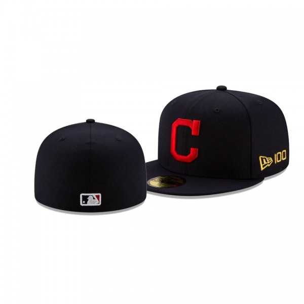 Men's Cleveland Indians New Era 100th Anniversary Navy Team Color 59FIFTY Fitted Hat