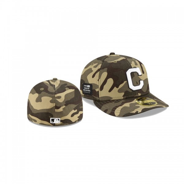 Men's Cleveland Indians 2021 Armed Forces Day Camo On-Field Low Profile 59FIFTY Fitted Hat