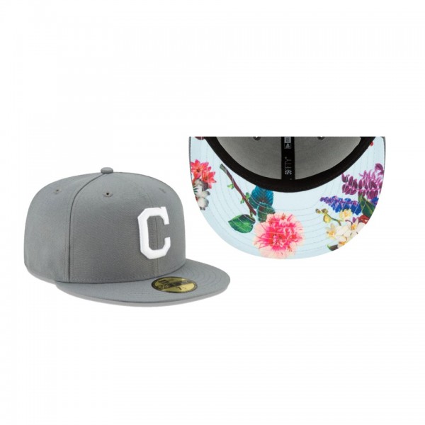 Men's Cleveland Indians Floral Undervisor Gray 59FIFTY Fitted Hat