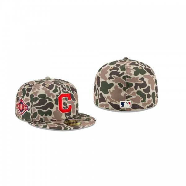 Men's Cleveland Indians # Duck Camo 59FIFTY Fitted Hat Green