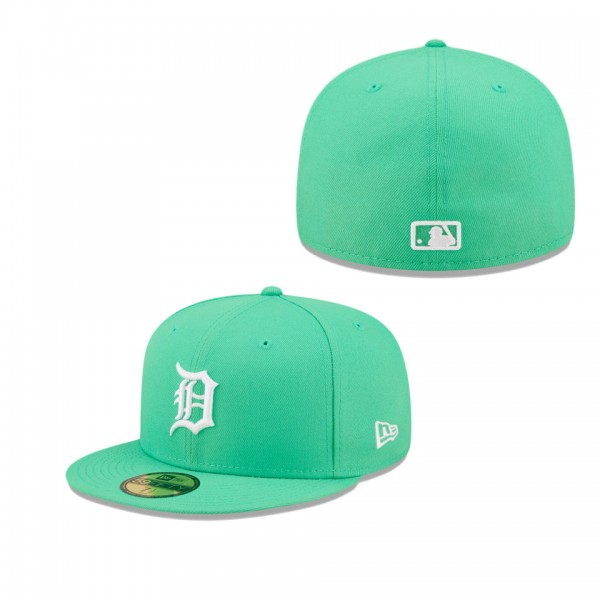 Detroit Tigers Island Green Logo White 59FIFTY Fitted Hat