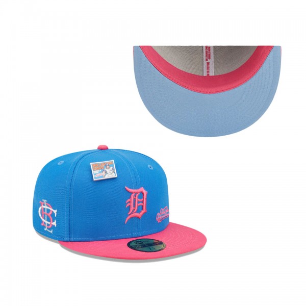 Men's Detroit Tigers New Era Blue Pink MLB X Big League Chew Curveball Cotton Candy Flavor Pack 59FIFTY Fitted Hat