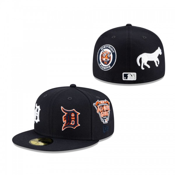 Detroit Tigers Patch Pride Fitted Hat Navy