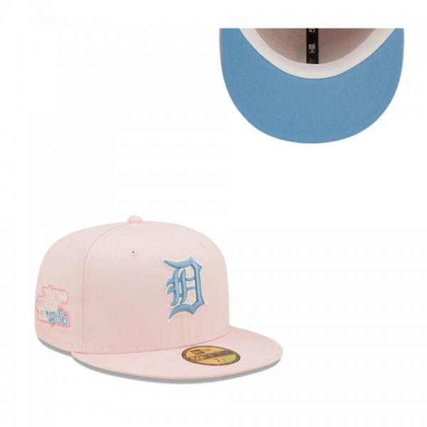 Men's Detroit Tigers Pink Sky Blue 1984 World Series Undervisor 59FIFTY Fitted Hat